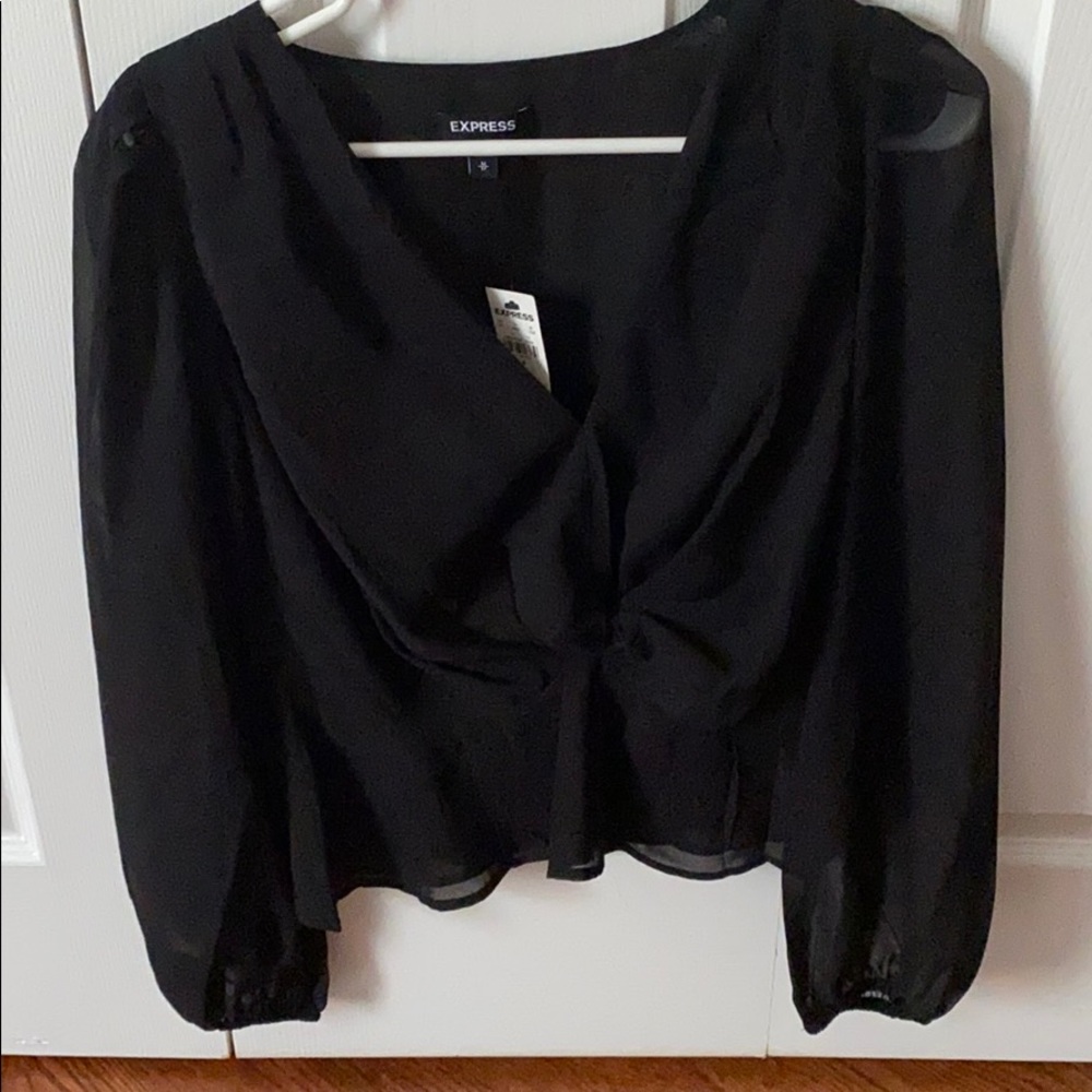 NWT- Long sheer black sleeve top